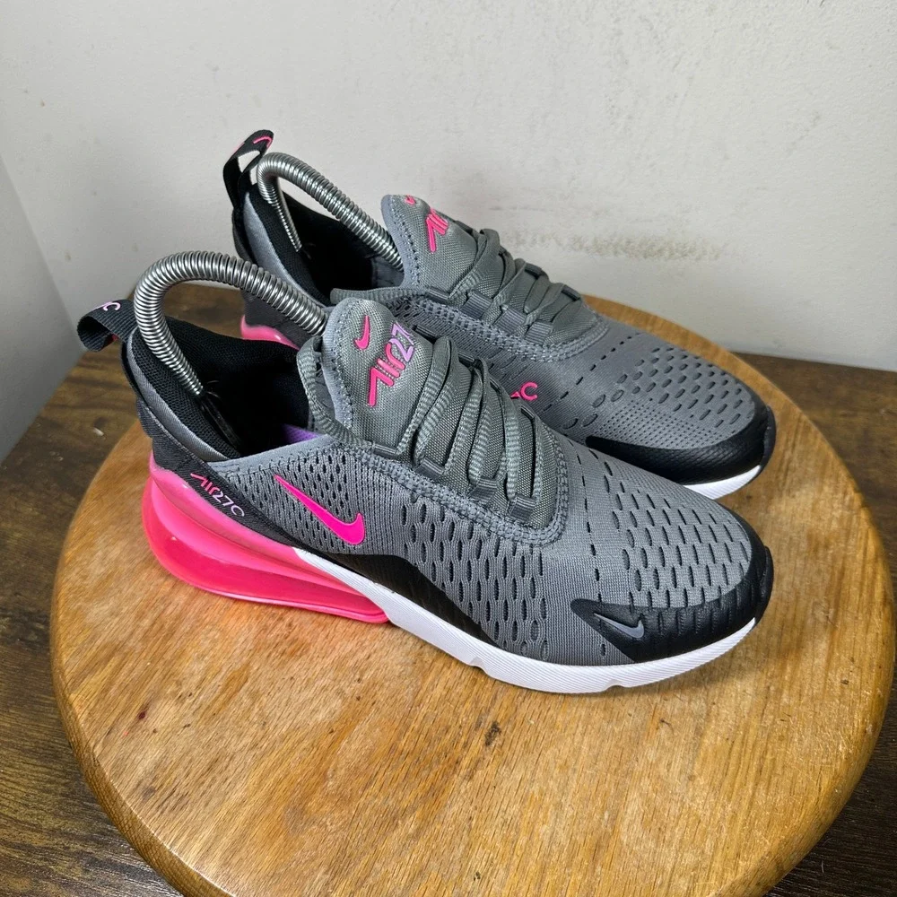 Nike Air Max 270 Grey Pink Black Womens Running Shoes 943345-031 Size 6.5